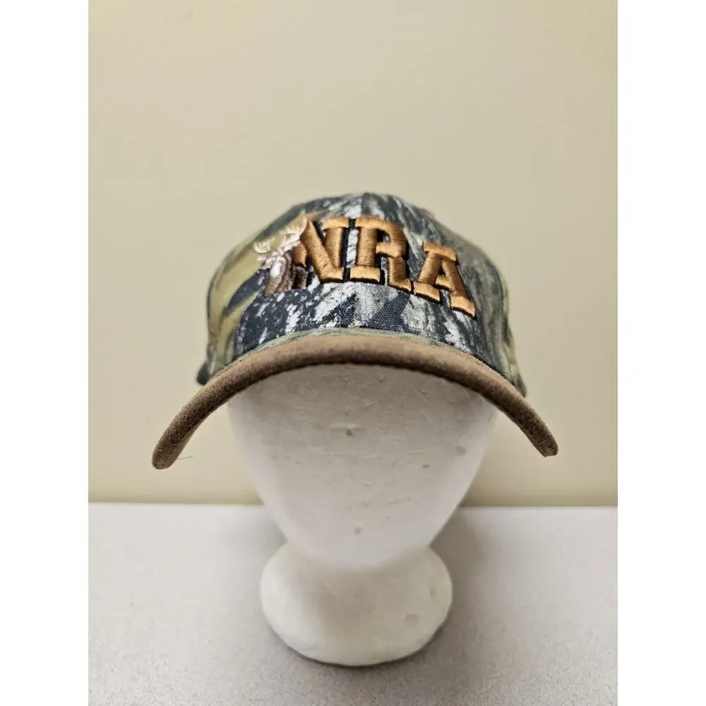 NRA Deer Hat Cap Strap Back Brown Camo Camouflage Hunting